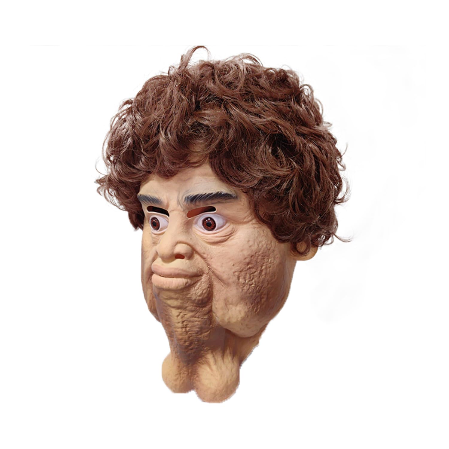 JIUHEBT Funny Halloween Adult Double Chins Horror latex mask, for Cosplay Rave Party Masquerade Party Full Head Latex Mask