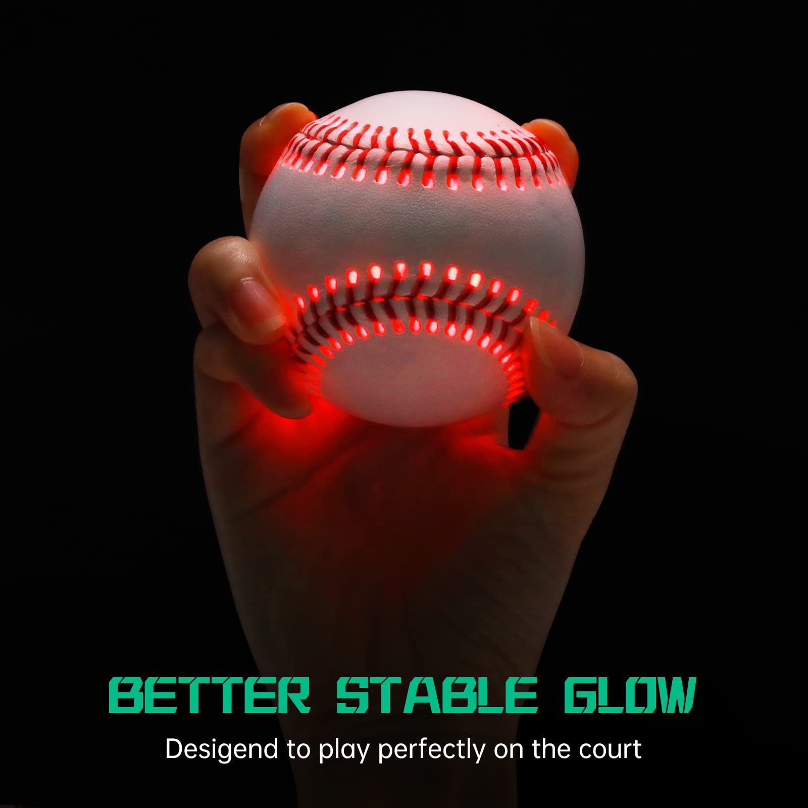 JIOBOLION Glow in The Dark Baseball - Rechargeable LED Light Up Ball with 6 Color Changing Modes | Regulation Size & Weight for Kids, Teens, Adults & Baseball Fans