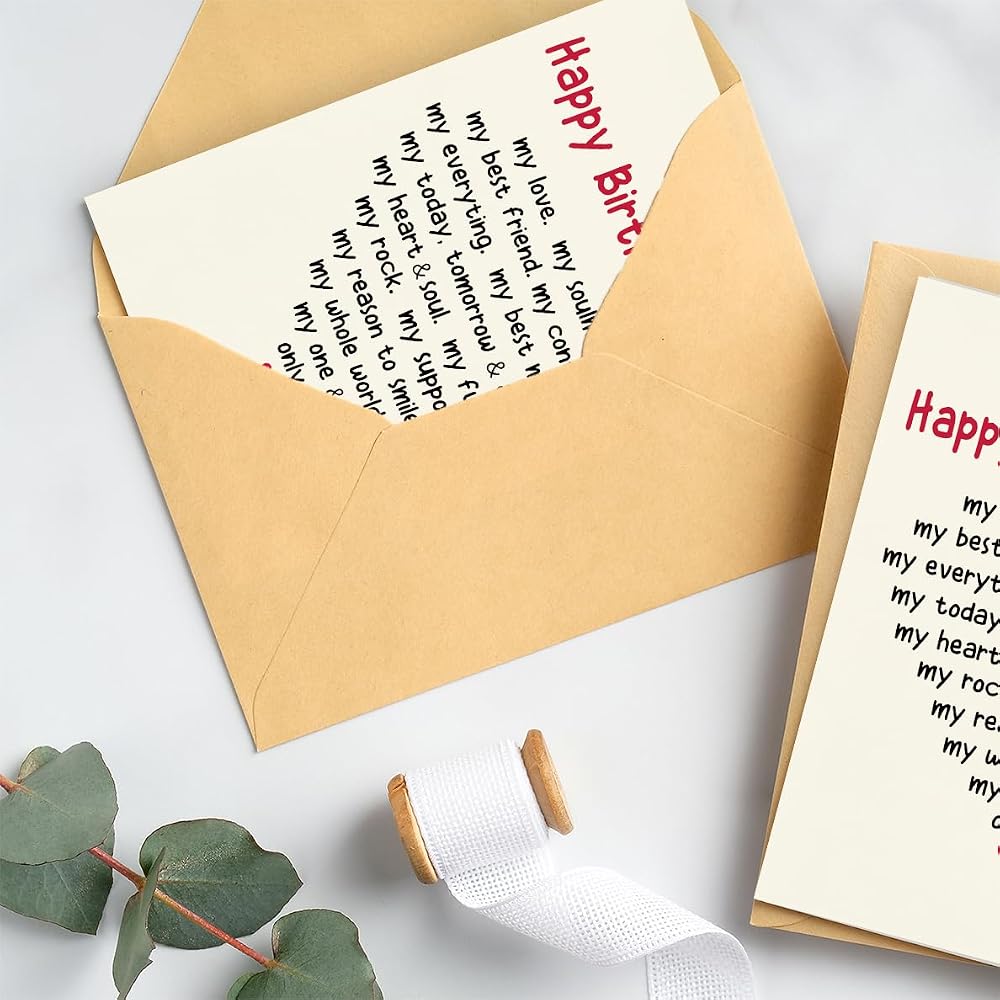 Wife Birthday Card | Wife Birthday Card from Husband | Romantic Bday Card for Him, Her, and Husband | Funny Bday Card