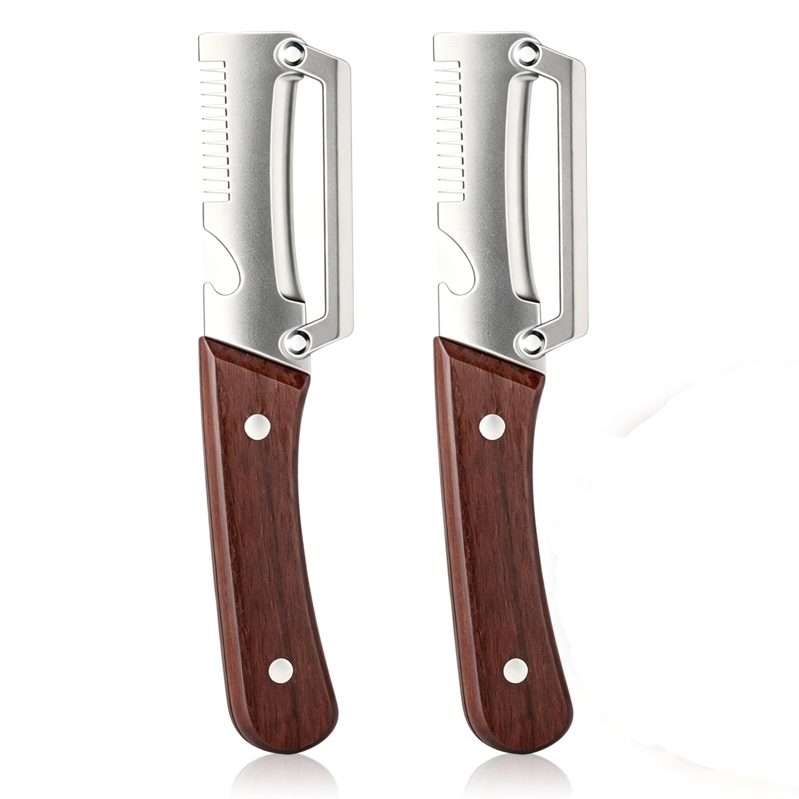 Photo 1 of 2 PCS Multifunctional Vegetable Peeler, 3 in 1 Elite Vegetable Peeler with Wooden Handle and Bottle Opener, Zero Snag Wooden Peeler for Fruits and Vegetables