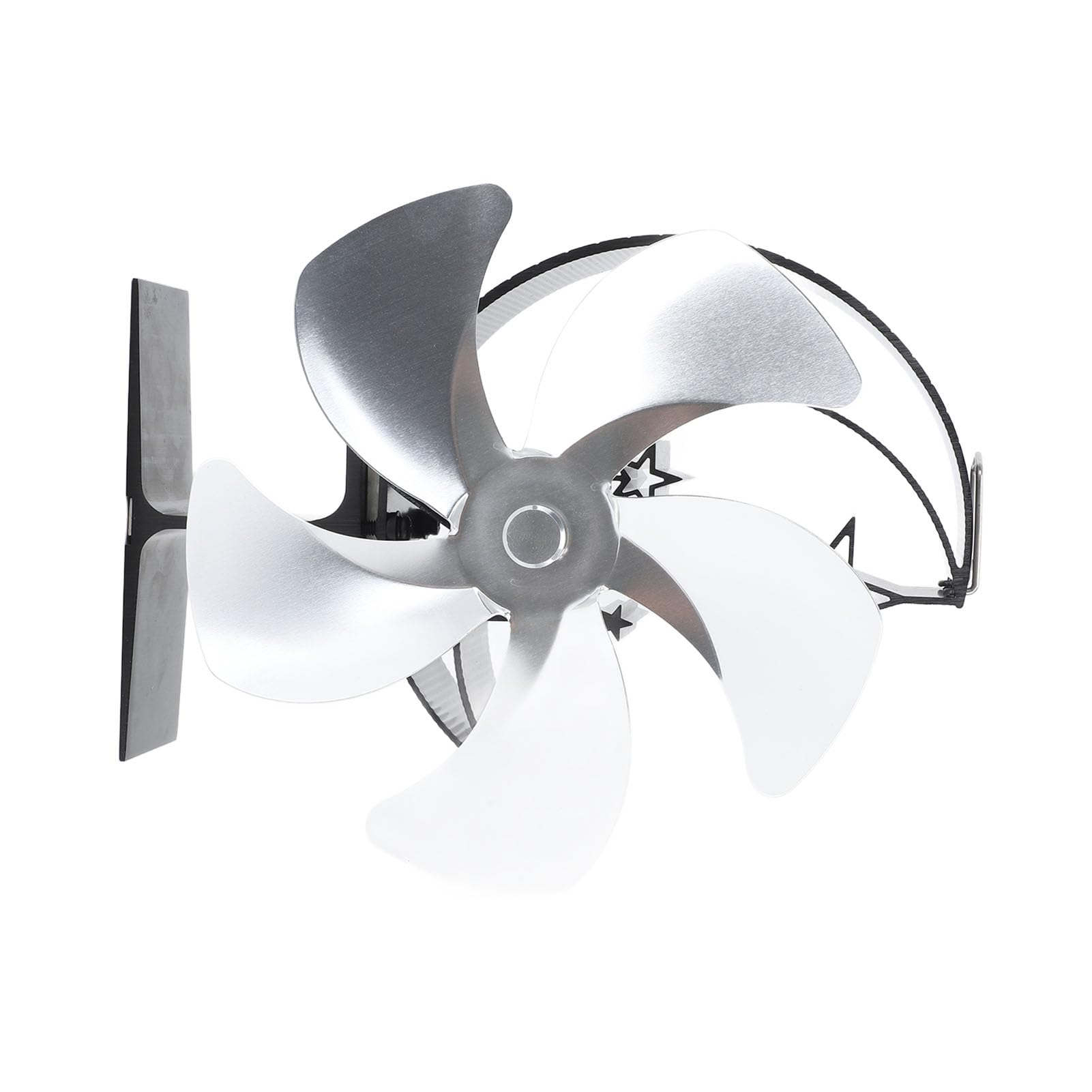 Hyuduo Ventilatore a Calore per Stufa a Legna, 5 Pale, Ultra Silenzioso, in Lega di Alluminio, per Campeggio, Pesca Sul Ghiaccio, Camino (SILVER)