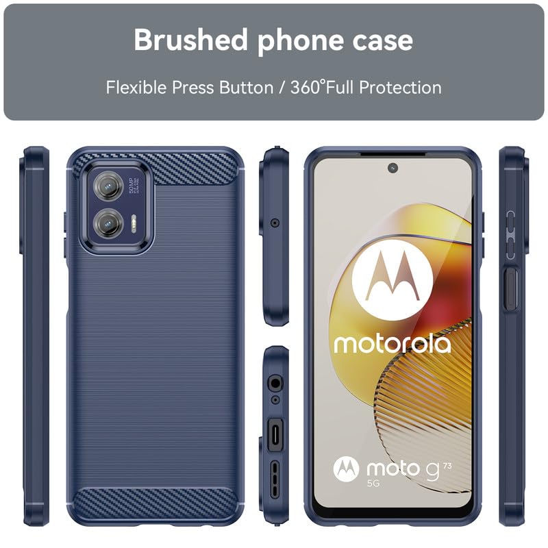 Image of Hybrid Carbon Fiber Back Case for Motorola Moto G73 5G (Blue)