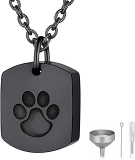 RIVER MEMORIALS Pet Memorial Urn Necklace stainless steel Pendant Necklace for Memorial Cremation Ashes Keepsake (Black)