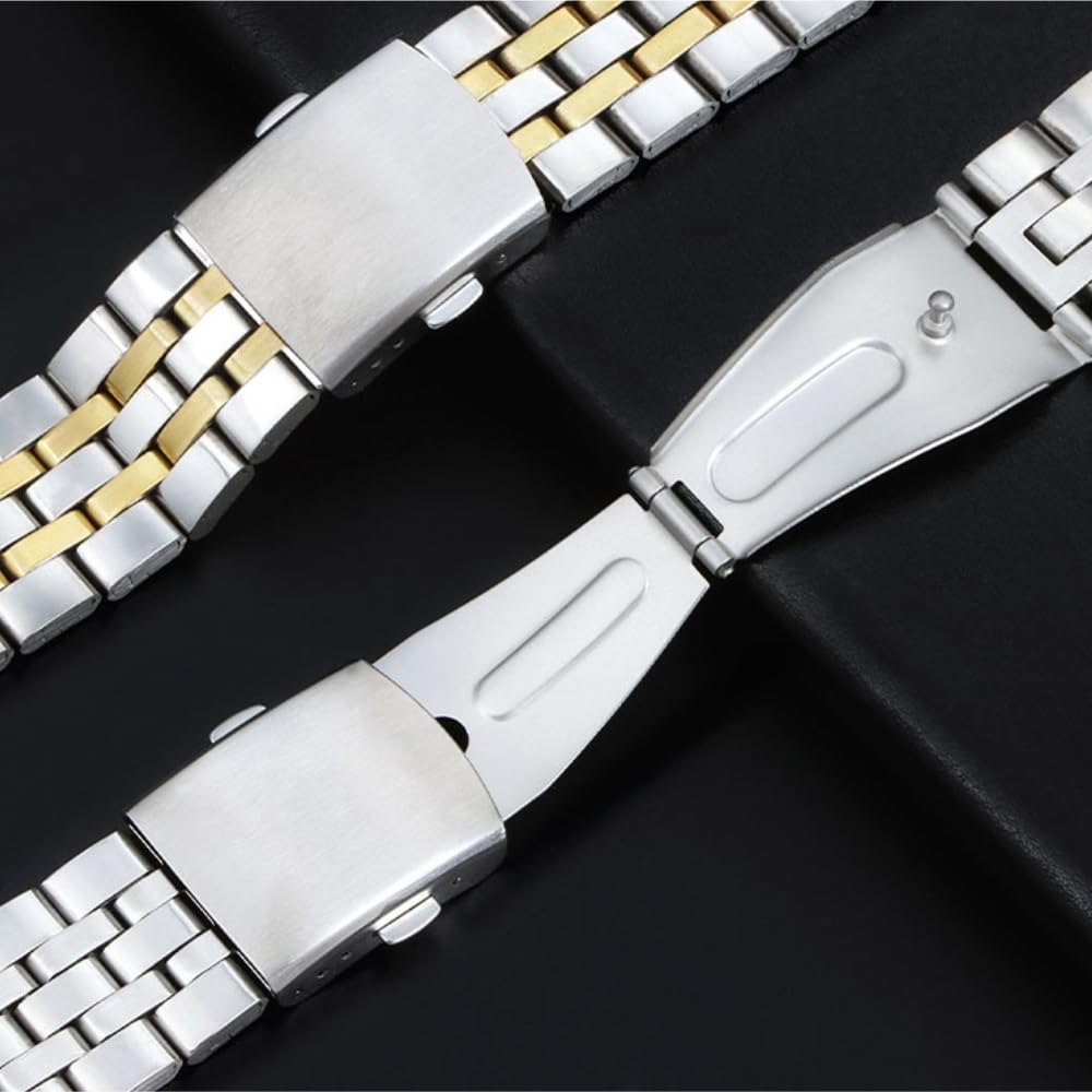 STACTES des STRACTES Bande d'acier INOXEUX 18 mm 20 mm 22 mm Bracelet Métal Universal Boucle Pliante Menles Femmes Strap Accessoires