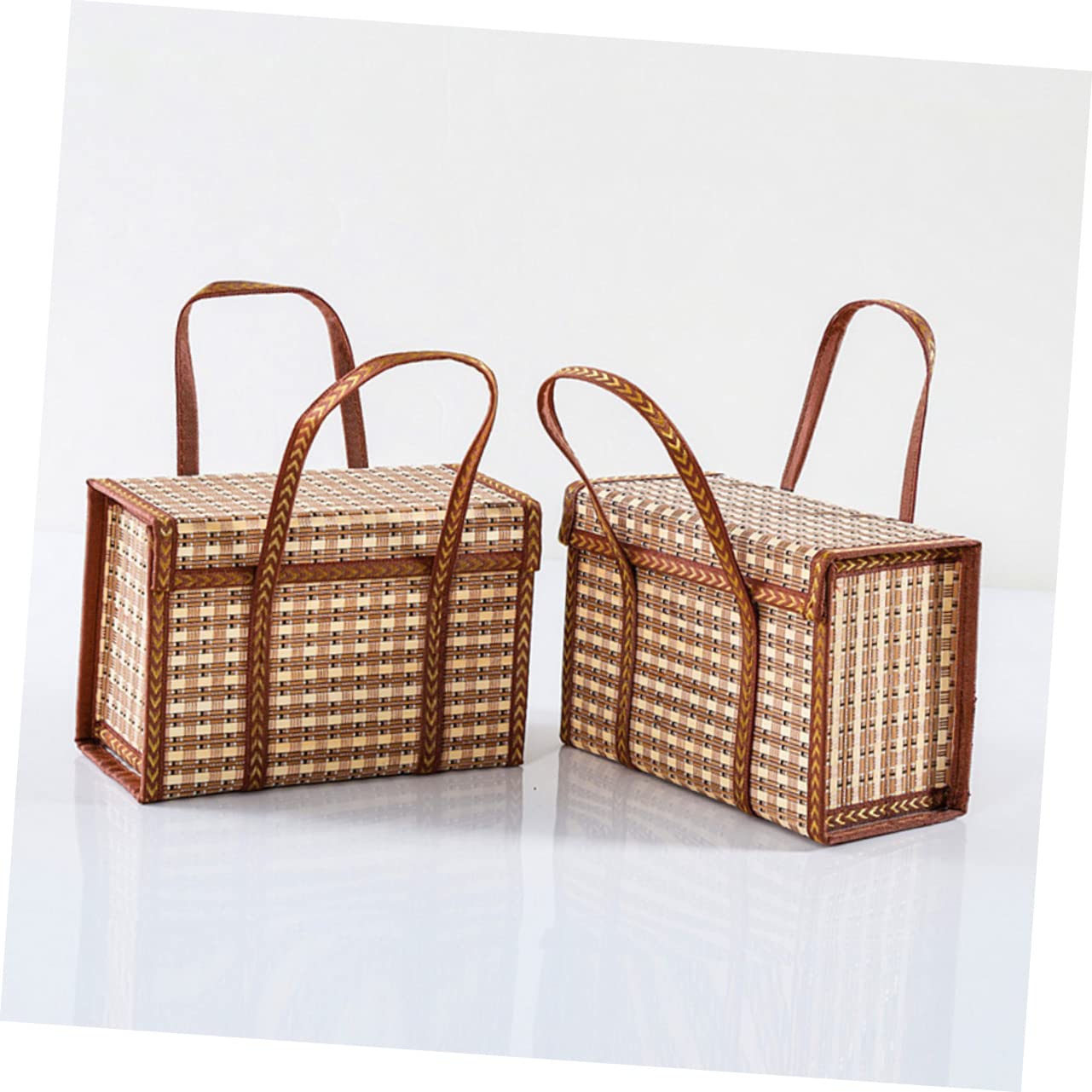 SUPVOX Basket Hand Basket Basket Empty to Fill Egg Storage Basket Packaging Basket Picnic Basket Wicker Basket with Handle Basket with Lid