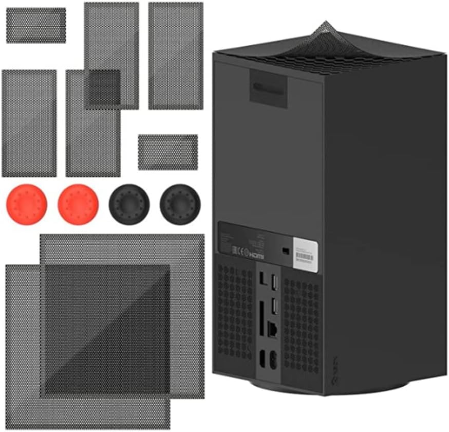Dust Proof Cover for Xbox Series X Console, Dust Filter Cover Kit Accessories Compatiable with for Xbox Series X Controller (Two Sets dustproof nets+Two Pairs Rocker caps)