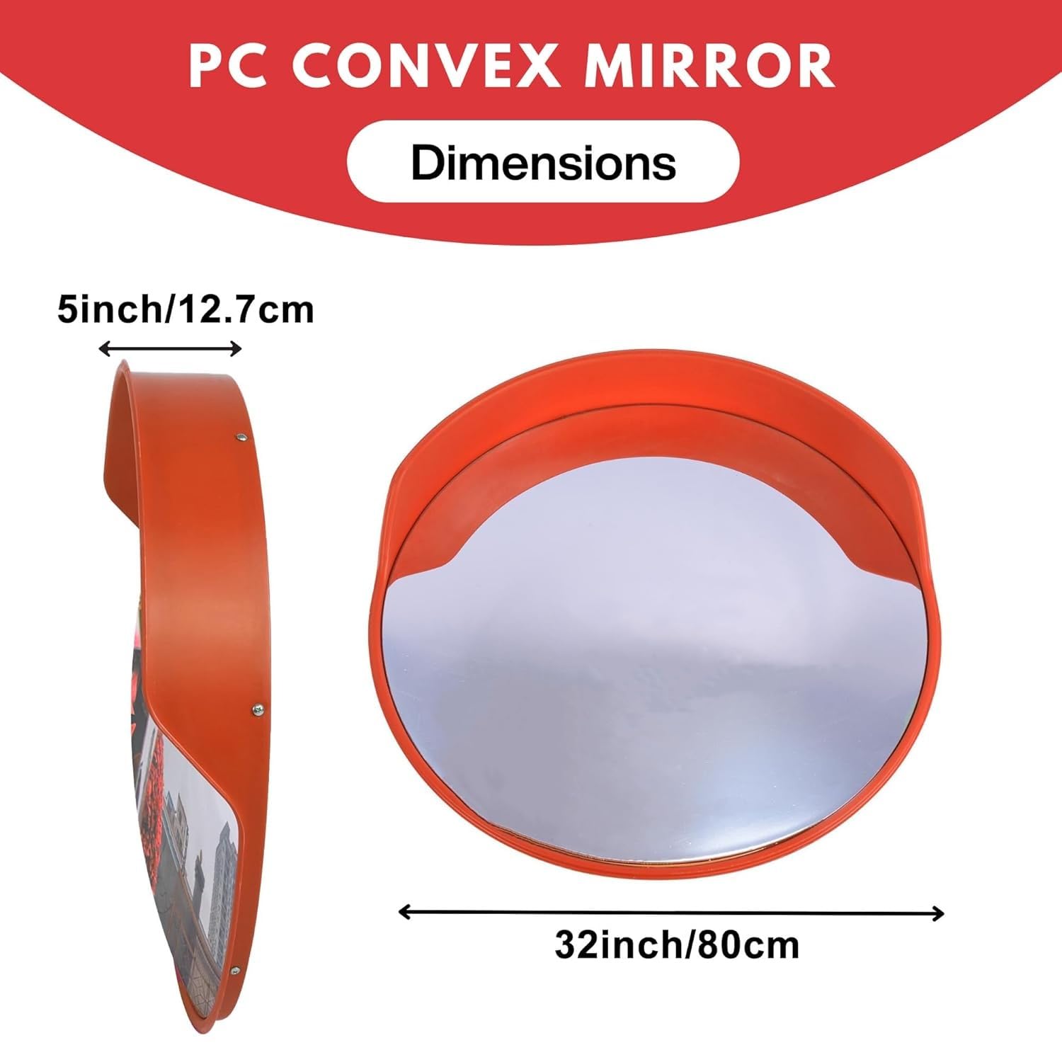 Miroir Convexe 80cm ZincOrange – Miroir De Sécurité Pour Angle Mort, Parking, Garage Et Entrepôt – Utilisation Intérieure & Extérieure
