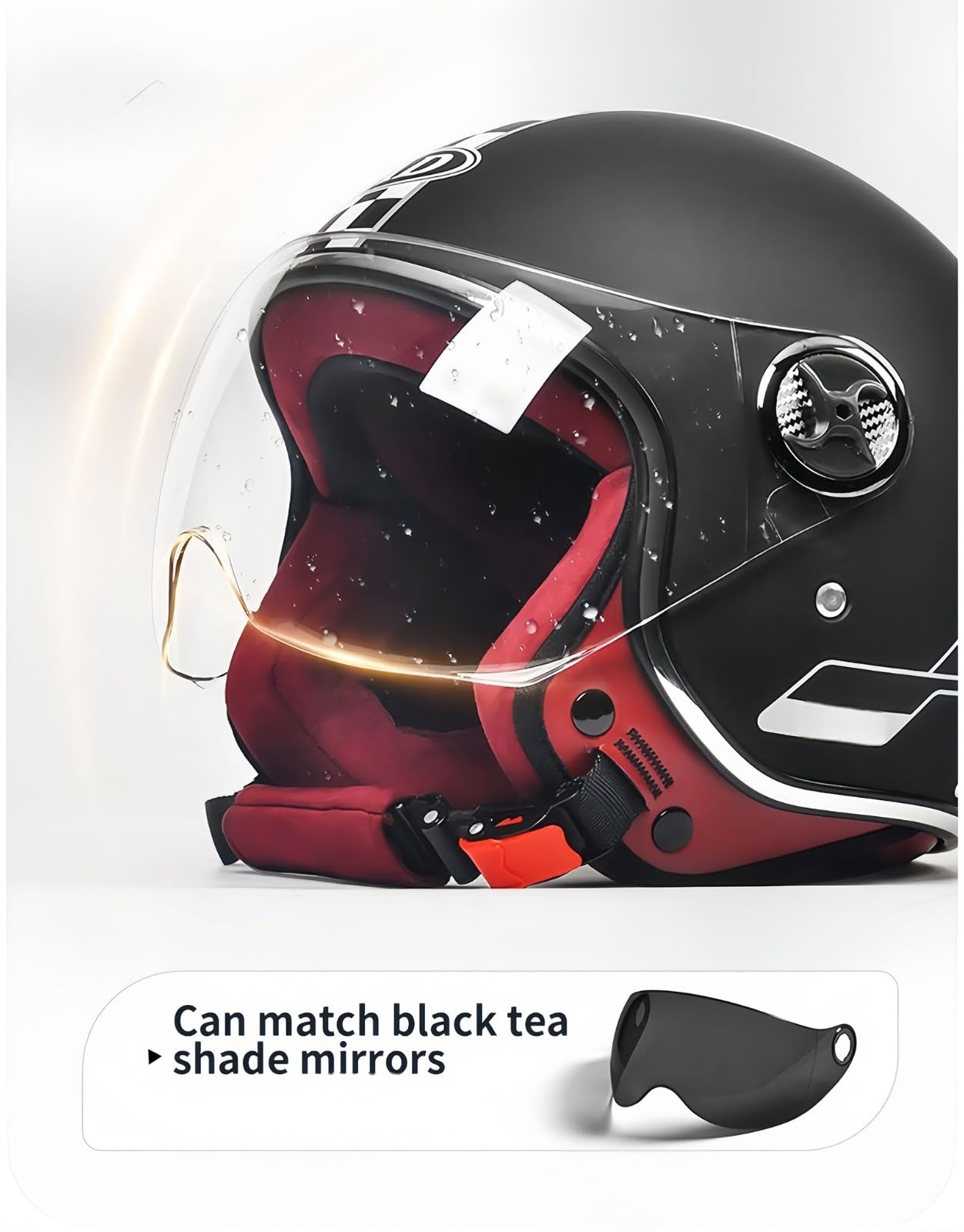 Casco De Motocicleta Vintage Abierto 3/4 con Gafas, Forro Cómodo, Orejeras, Certificación ECE, para Scooter, Chopper, para Adultos, Hombres Y Mujeres.
