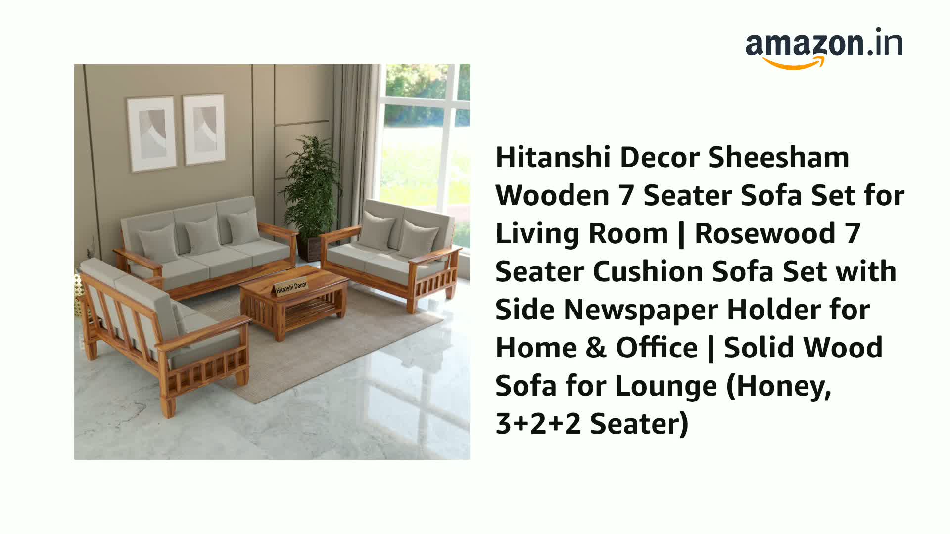 Hitanshi Decor Sheesham Wooden 7 Seater Sofa Set for Living Room