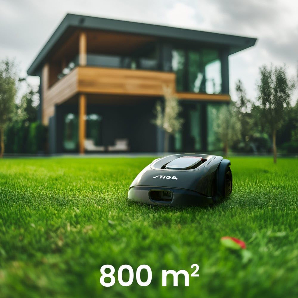 STIGA 8 - Bezprzewodowy robot koszący do trawy, nawigacja AGS i GPS-RTK, do 800 m², sterowanie aplikacją, łatwa instalacja