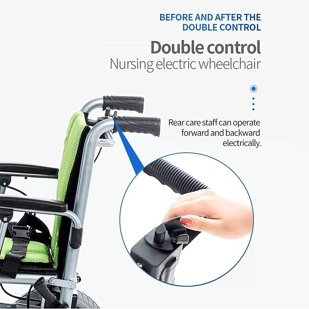 Ligero Plegable De Silla De Ruedas Eléctrica, De Doble Motor, Manual De Silla De Ruedas Eléctrica De Doble Propósito, Silla De Ruedas Plegable ​Ultra-Ligera De Aluminio,Controlador Dual,Air transport