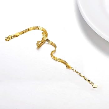 Amazon | 18Kゴールドメッシュリンクチェーンブレスレット 女性