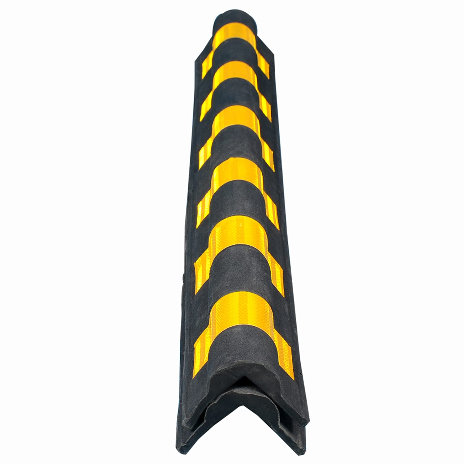 - LADWA 1000 mm 2 Peices Parking Safety Pillar Guard, Rubber Corner Bounce Shaped Guard with Yellow Reflective Tapes for High Visibility - (Pack of 2)