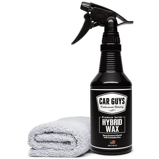 CAR GUYS Hybrid Spray Wax | Advanced Car Wax | Long Lasting and Easy To Use | Safe on All Surfaces | 18 Oz Kit with Towel