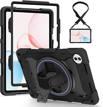 Shockproof Case for Honor Pad 10 12.1 inch, 360 Protection Cover with Adjustable Stand & Hand Strap-Multi-Angle Viewing, Anti-Drop - Black