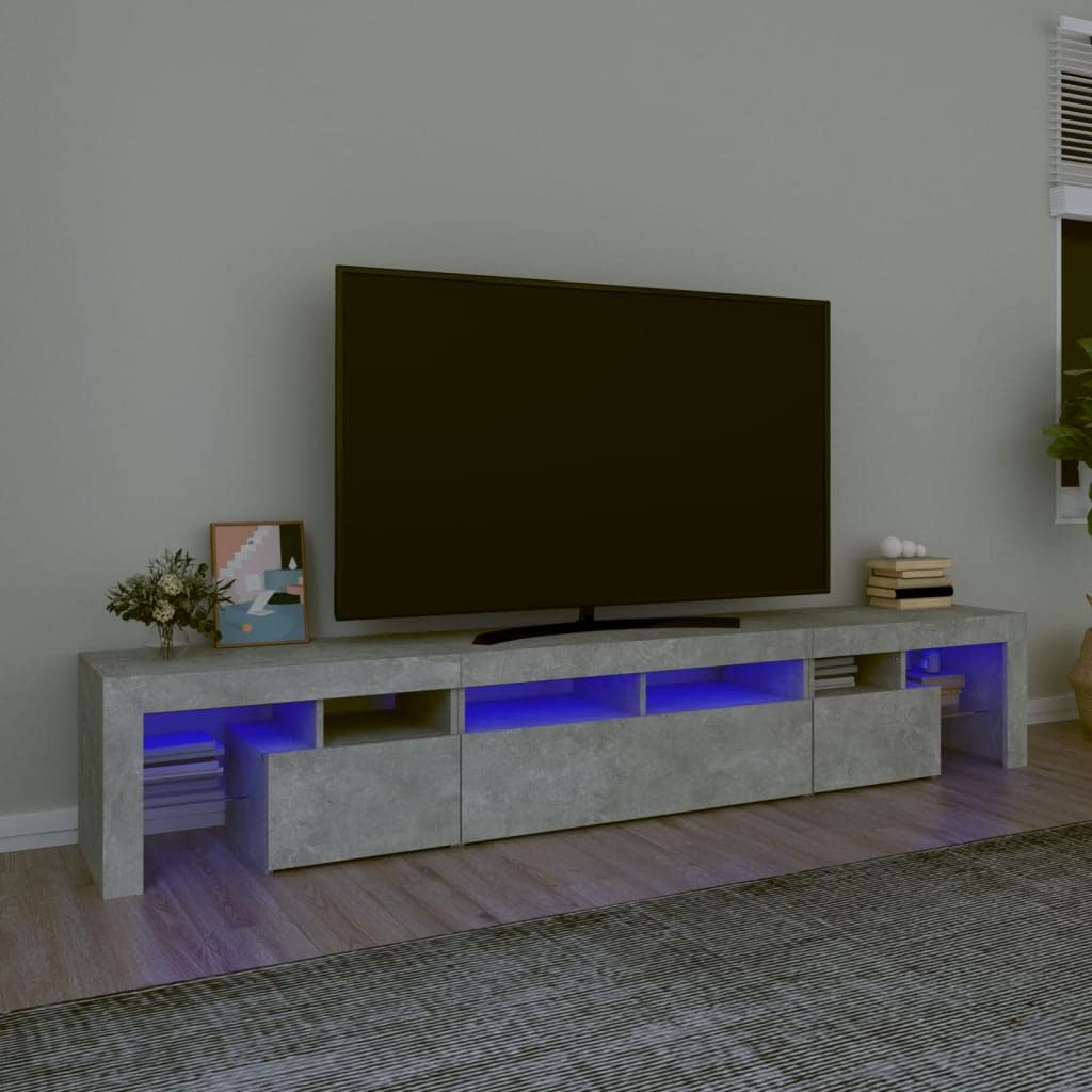 Mueble de TV con Luces LED Gris hormigón 230x36,5x40 cm