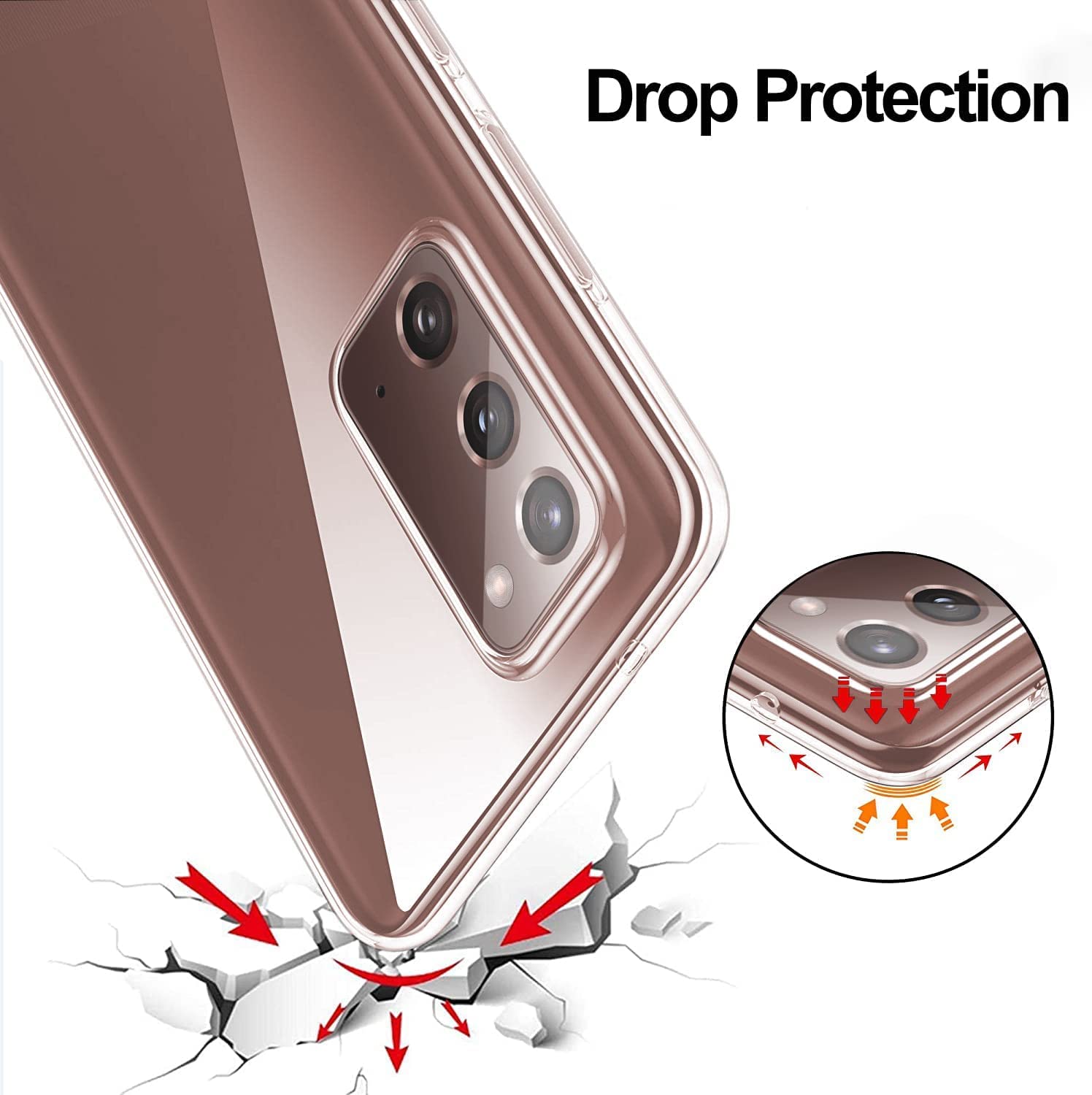JGD PRODUCTS for Samsung Galaxy Note 20 Premium Transparent Hybrid Soft Slim Dust Proof Back Case Cover with Camera Protection — Amazon image 4