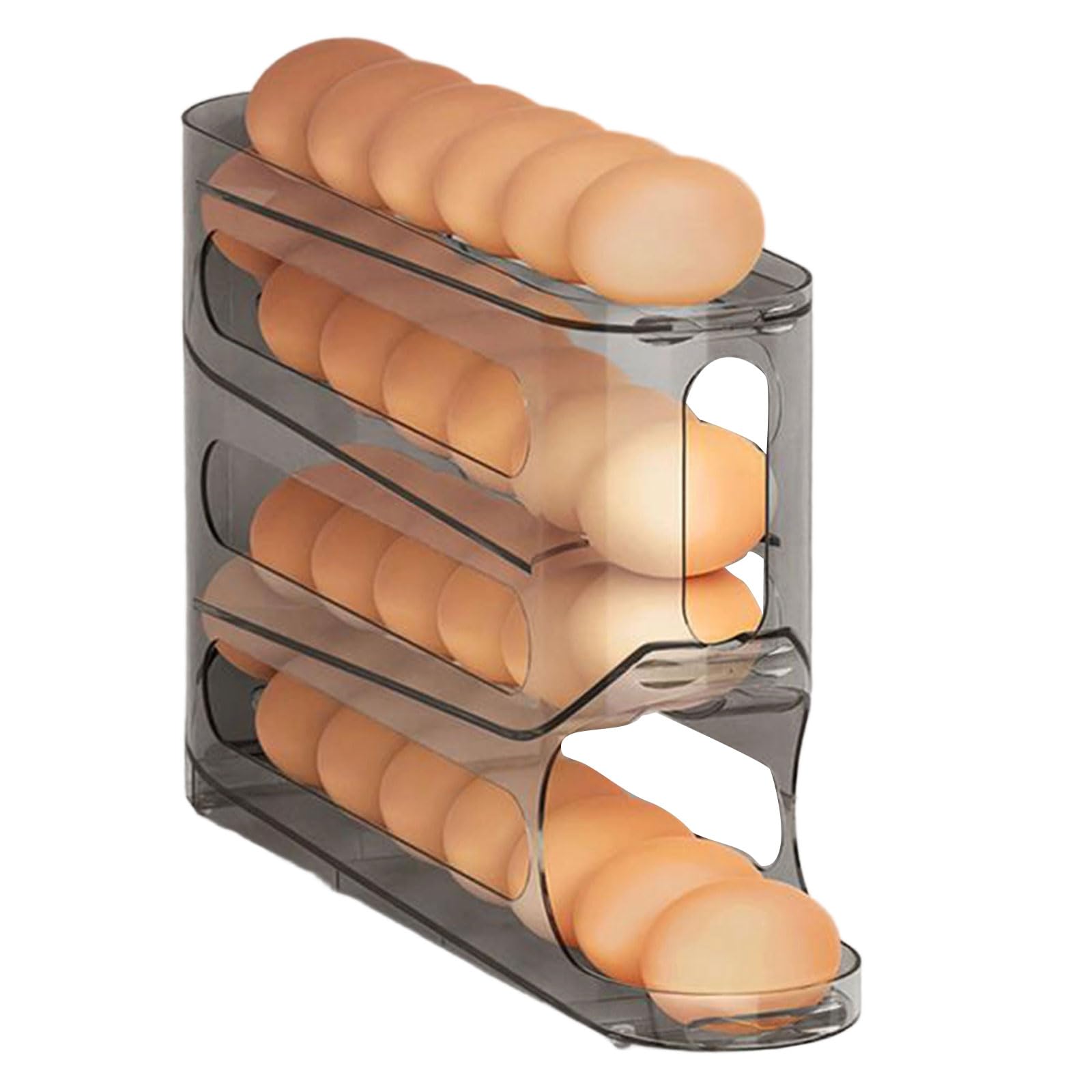 Yugshnkfc Transparent Gray Intelligent 4 Layer Eggs Keeper With Fall Proof Designs And Quick Identification Fridge Organizers For Hassle Release Storage Kitchen Storage Organizers