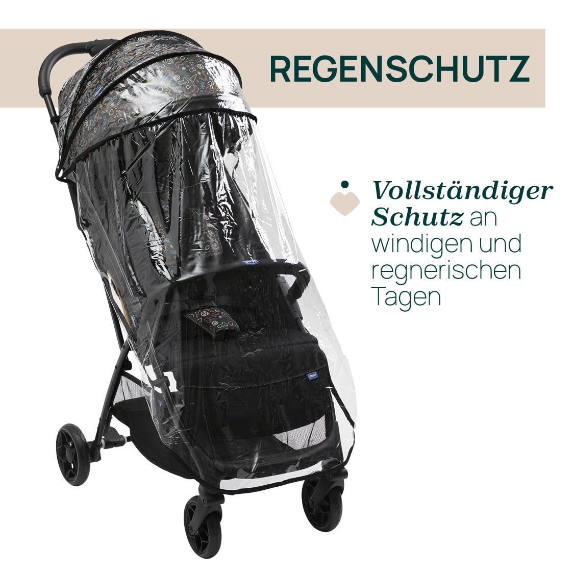 Poussette légère CHICCO Glee, pratique et légère, fermeture automatique, siège large et confortable, roues de haute qualité, dossier réglable, canopy solaire, jusqu'à 22 kg, noir