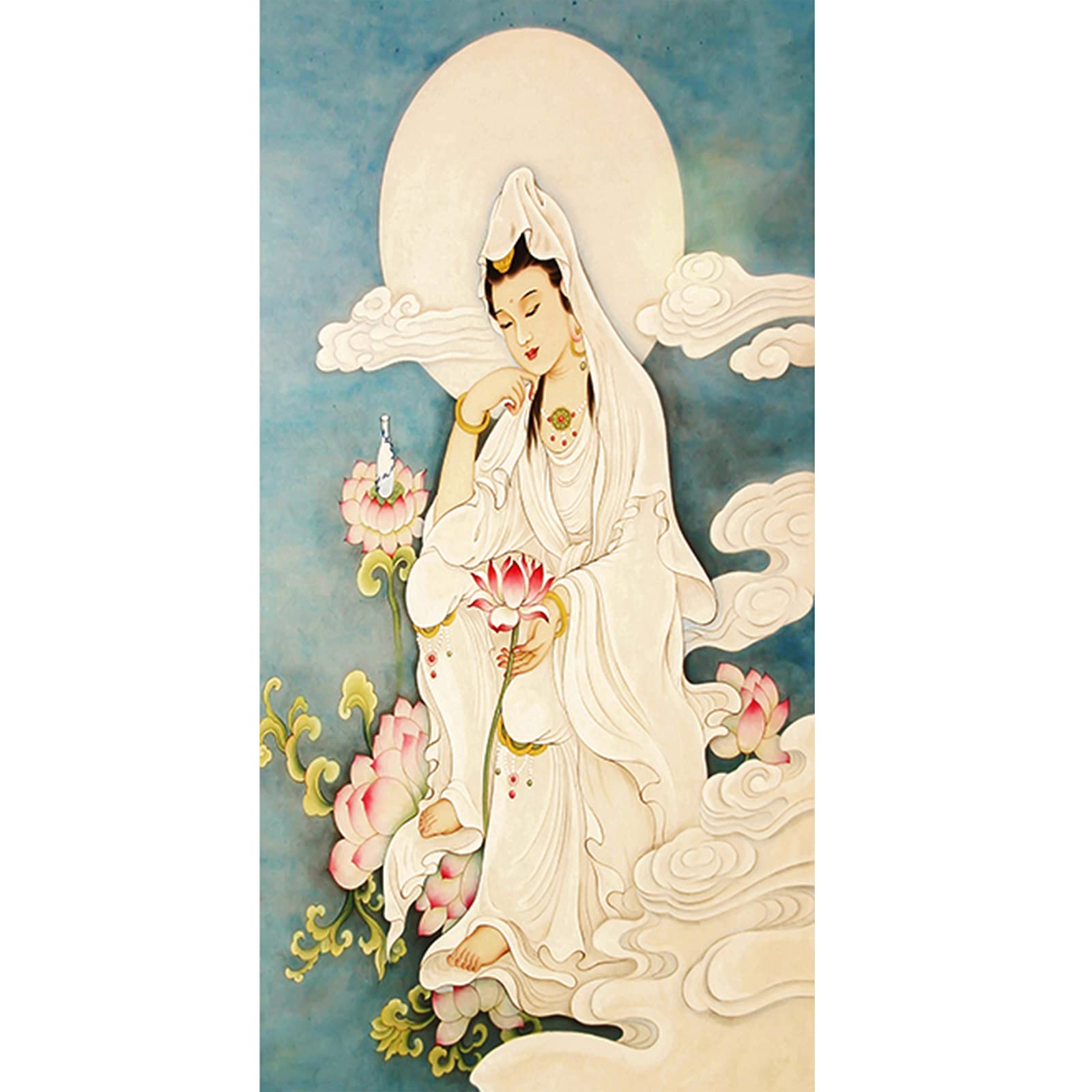 Feng Shui Tibetan Thangka, Bagua, Buddhist, Asiatische Seidenmalerei, Wandbehang, Dekor, Poster, Rollmalerei, Feng Shui, Guan Yin/Kwan Yin/Quan Yin, chinesische Schriftrolle, Wandbehang, Kunst, viel G