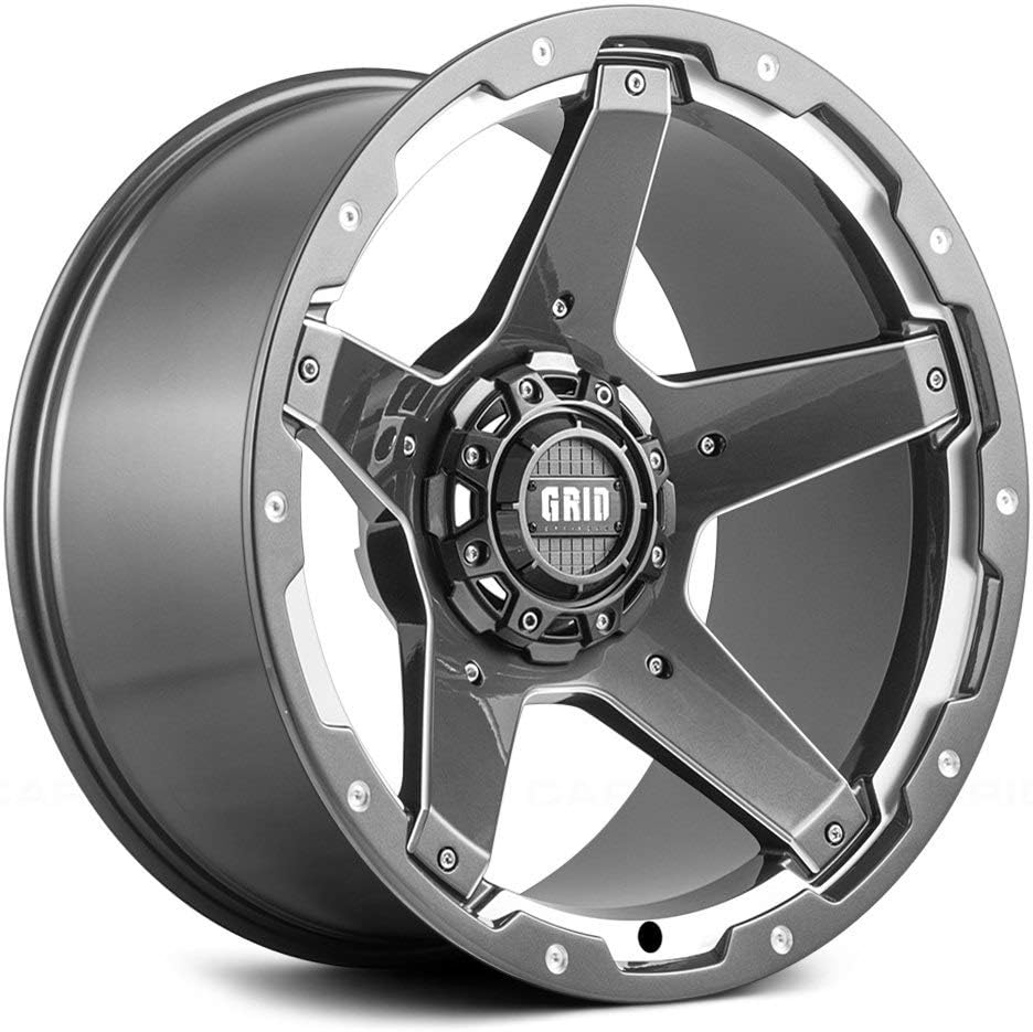 Grid Off-Road GD4 Custom Wheel - 17" x 9", 0 Offset, 5x150 Bolt Pattern, 110.3mm Hub - Gloss Graphite with Milled Accents Rim