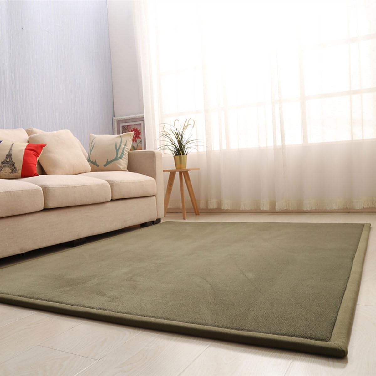 Single tree forest Large Area Rug, 2cm Thick Kids Carpet, Easy to Clean, for Boys and Girls-Olive Green-150 * 180cm