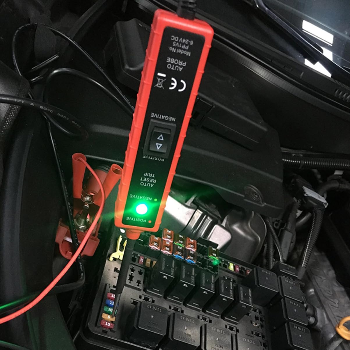 POPETPOP Probador de Circuitos Eléctricos para Vehículos con Clips Positivo y Negativo, Cable de 16 Pies, Protección contra Sobrecarga y Alta Sensibilidad para Sistemas Eléctricos