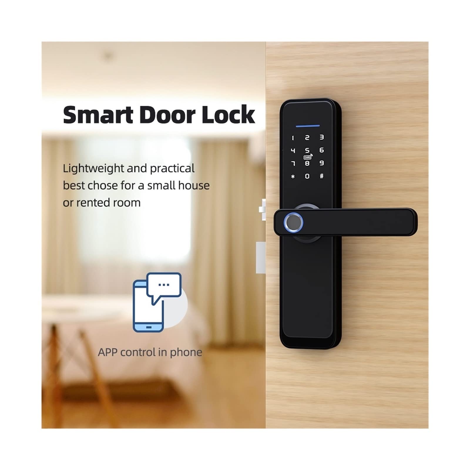 Inteligentny zamek do drzwi kompatybilny z Zemismart WiFi Smart Handle Blokada drzwi Cewka Inteligentny zamek bezpieczeństwa z kodem kluczowym i inteligentną aplikacją do śledzenia blokady (Kolor :