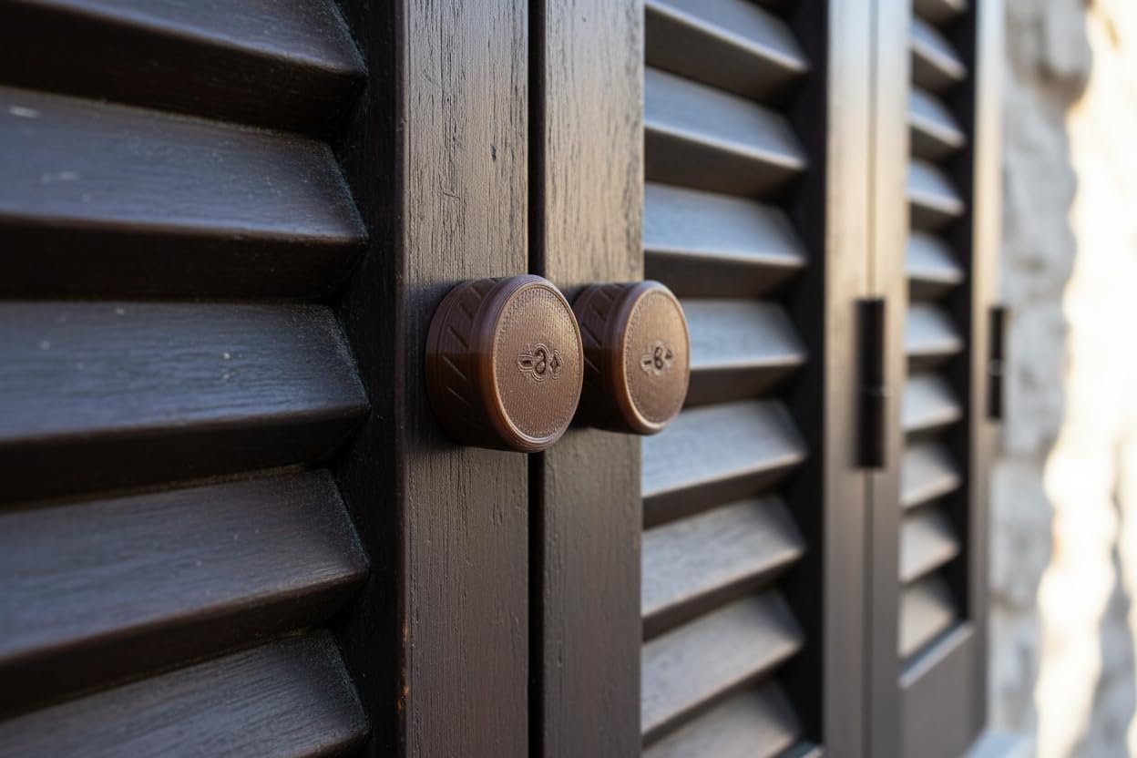 FERMO MAGNETICO per Scuri, Balconi, Porte e Finestre - Con Viti e Distanziali Inclusi (marrone)
