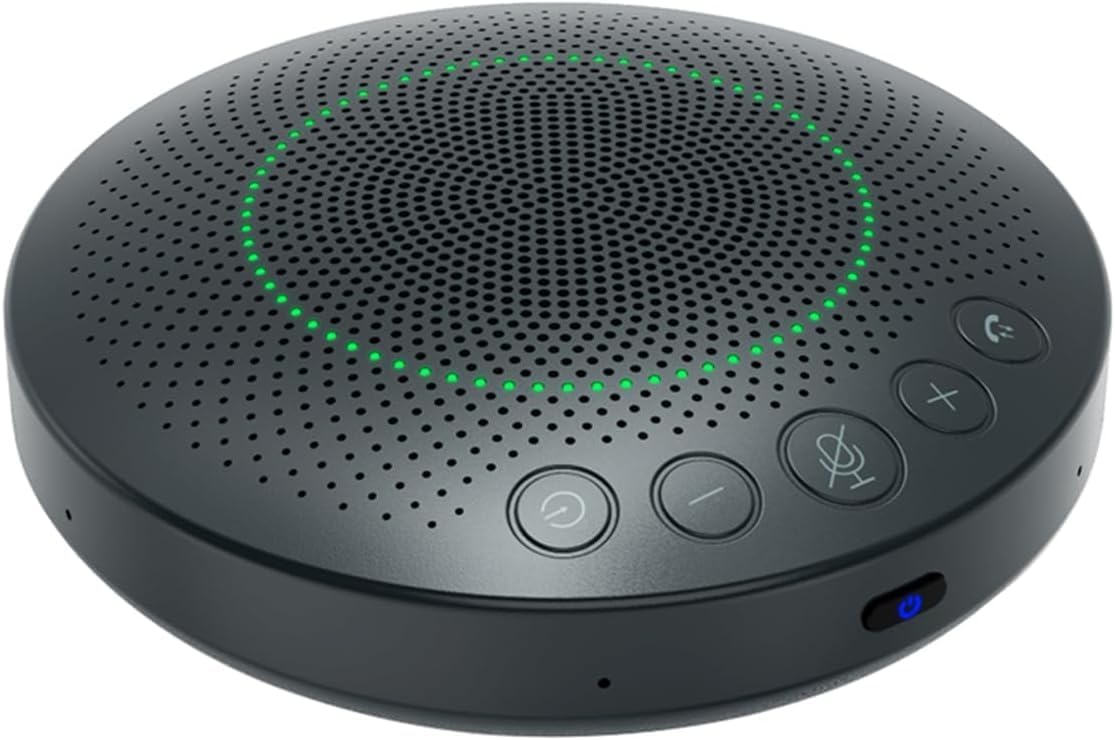 Wireless Conference Speaker with 6 AI Noise Cancelling Microphones, 360° Voice Pickup, Bluetooth/USB Connectivity for Zoom/Teams/Skype, Plug-and-Play for Home Office, Meetings & Online Classes