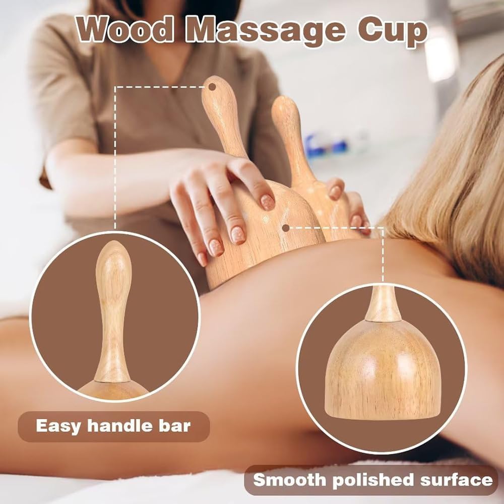Set massaggiatore in legno, 8 in 1, per modellare il corpo, drenaggio linfatico, anti-cellulite, rullo per massaggio Gua Sha per tutto il corpo