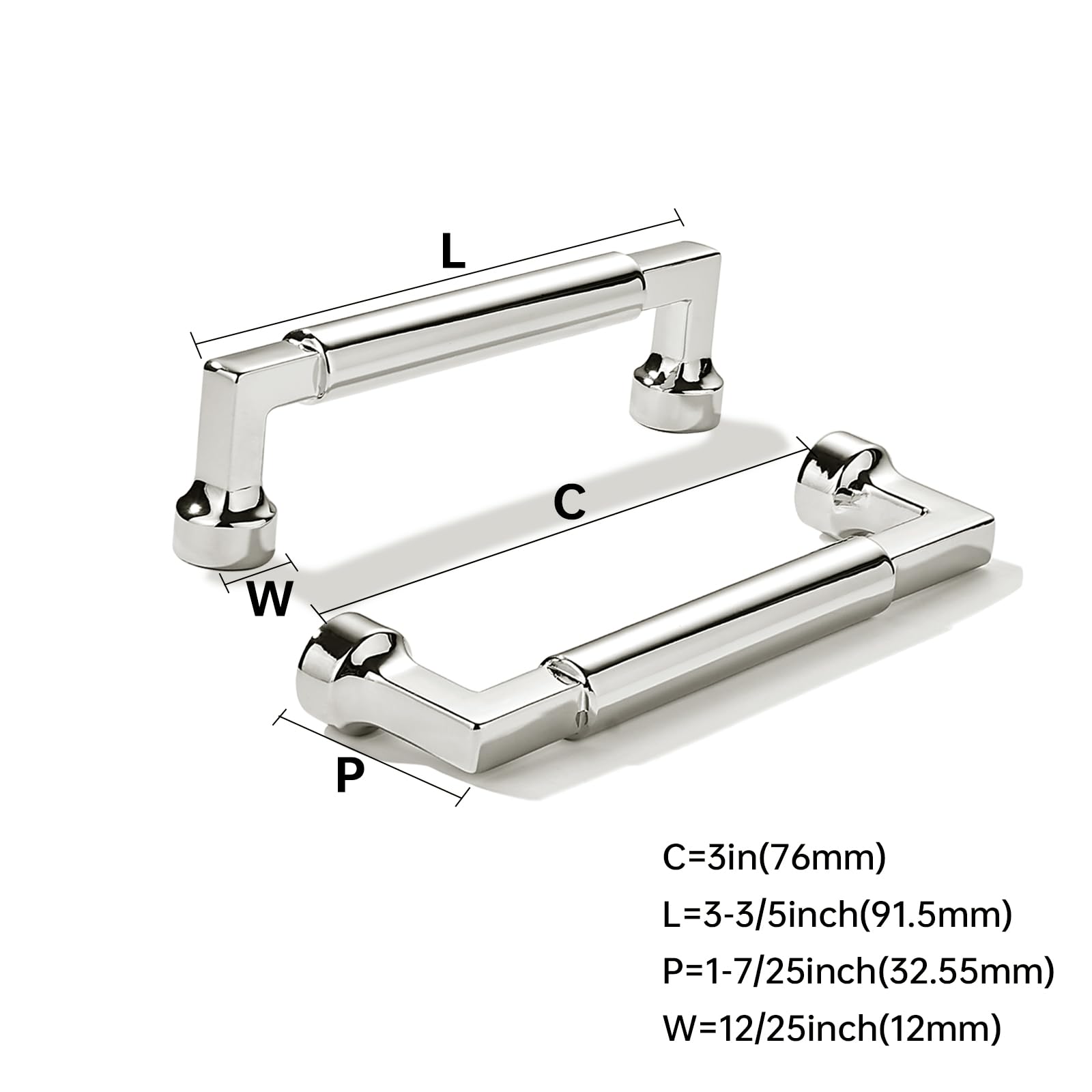 Bar Polished Nickel Cabinet Pull - 80345, 3 in (76 mm) — KHTUMEWARE