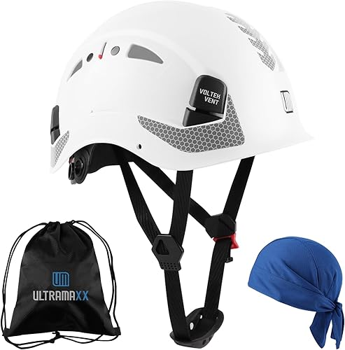UM ULTRAMAXX Casco de seguridad, aprobado por ANSI Z89.1, casco de trabajo ligero ventilado, con suspensión de trinquete ajustable de 6 puntos,