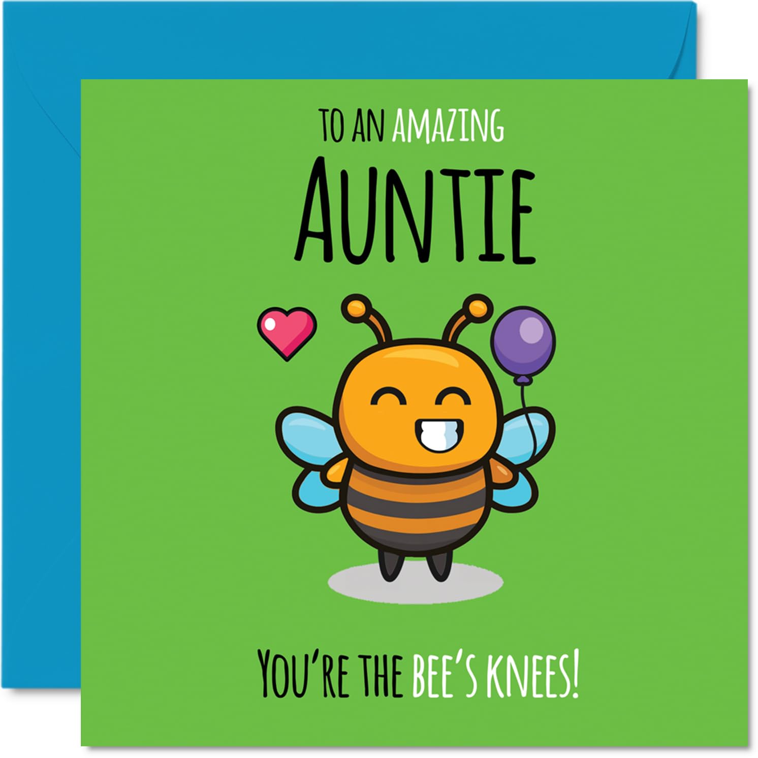 Auntie Birthday Card - Youre The Bees Knees! - Happy Birthday Card for Auntie from Nephew Niece, 145mm cute bee Bday Greeting Cards