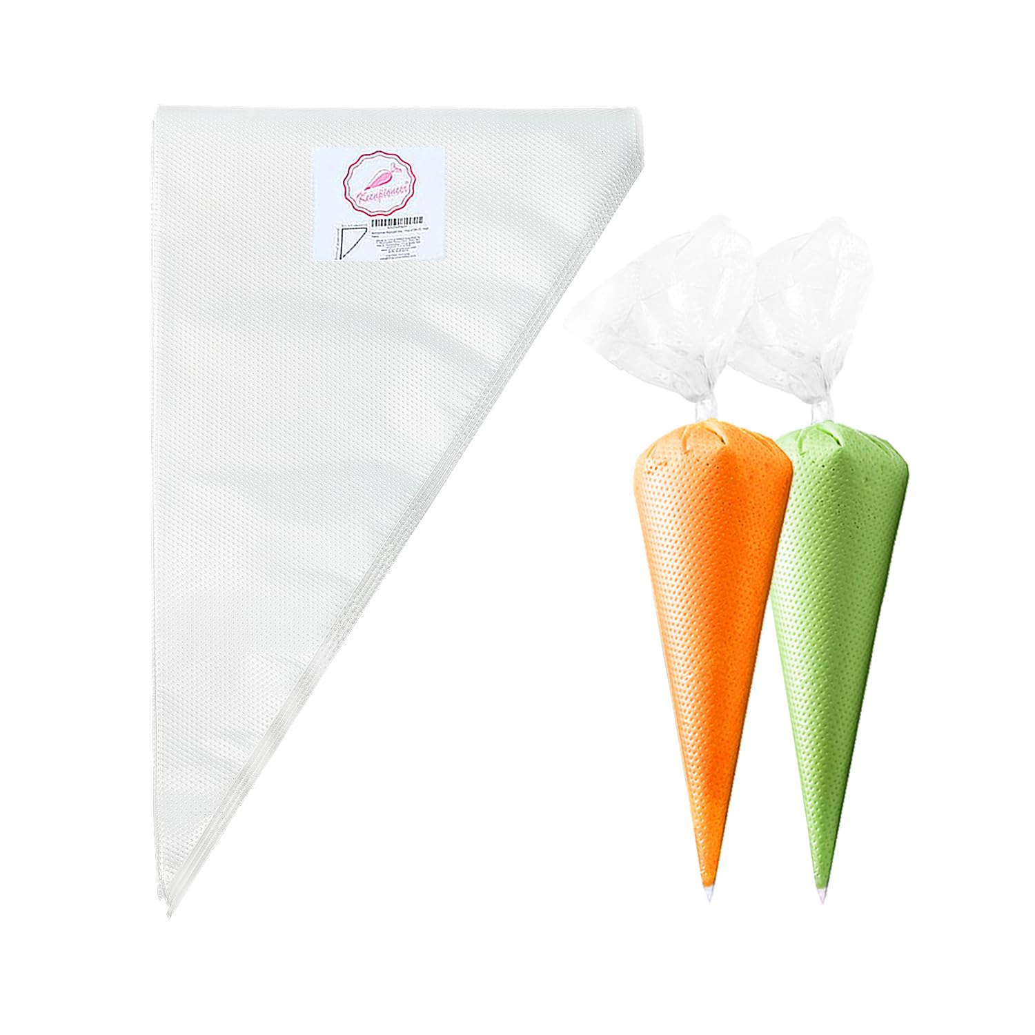 Keenpioneer 14-Inch Disposable Decorating & Pastry Bags, Tipless Icing Piping Bag for Cake, Cream Frosting and Cookie Decoration, Pack of 100 (Clear)