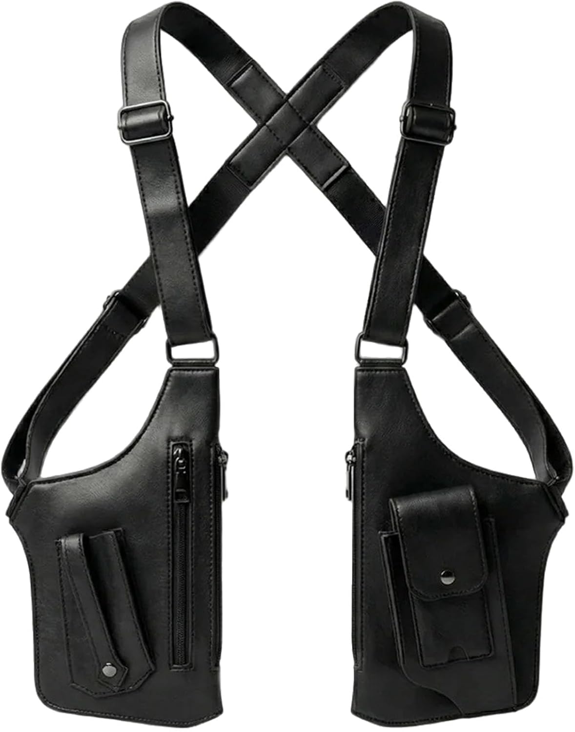 Double Shoulder Armpit Bag for Men Premium Vegan Leather Anti-Theft Underarm Bag, Adjustable Bag with Multiple Pockets Pouch