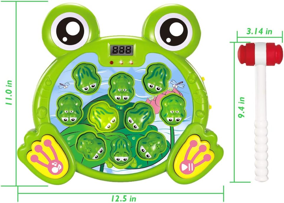SKYFIELD Interactive Whack A Frog Game for Boys and Girls 3 4 5 6 Years Old, Toddlers Early Developmental Toys, Fun and Learning Gift for Kids, 2 Hammers Included (Frog)