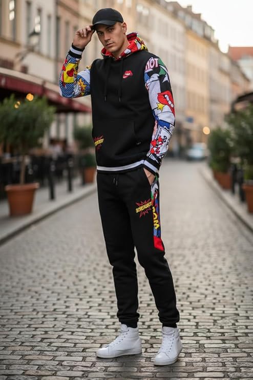 SCREENSHOT Mens Urban Hip Hop Premium Fleece Hoodie - Modern Pullover NYC Street Fashion Urbanwear Hooded Sweatshirt