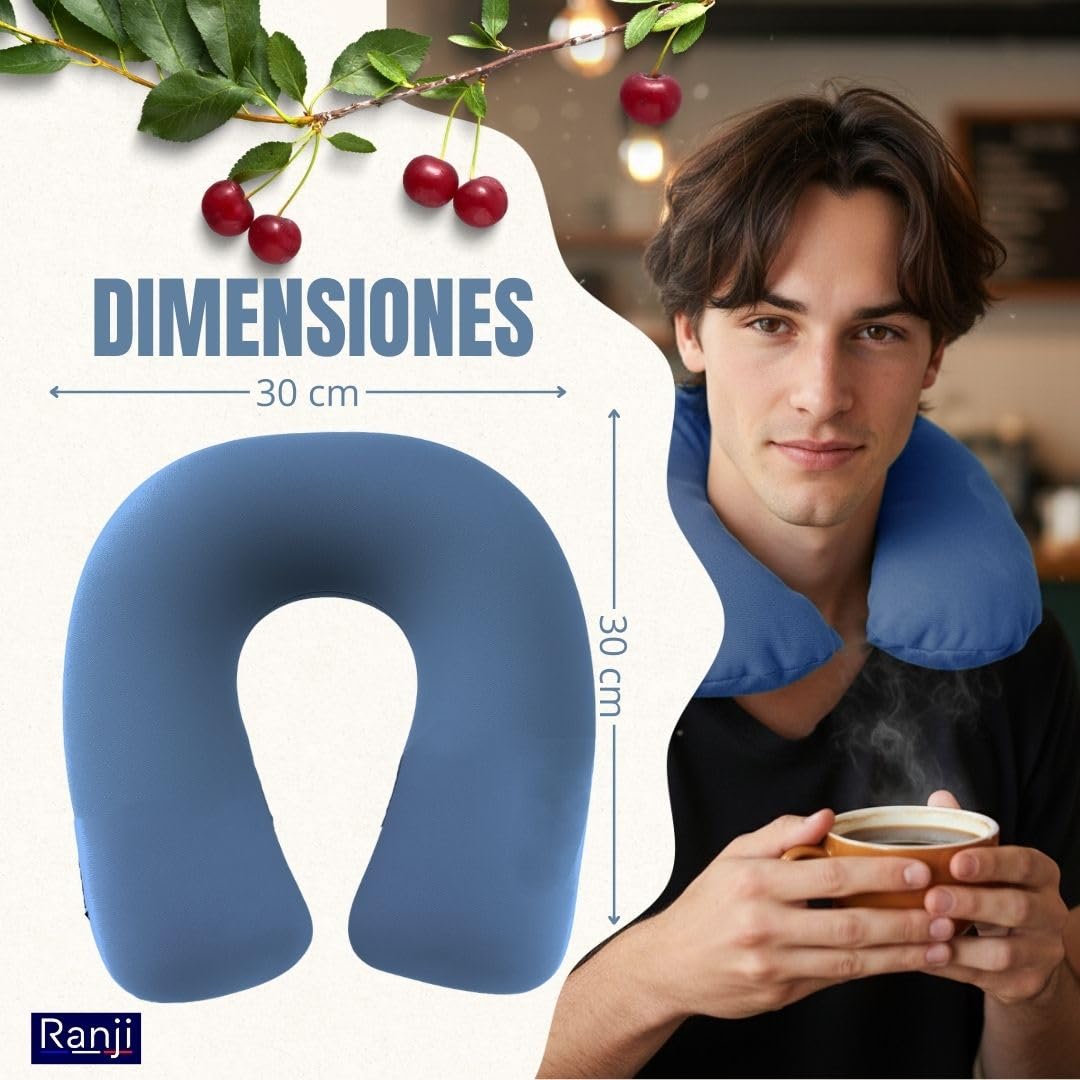 RANJI - Saco Térmico de Semillas para Microondas – Cojín Térmico Cervical Natural | Bolsa Calor Semillas Lavable | Almohada Semillas Cuello y Hombros | Sin Agua y Reutilizable (Azul)