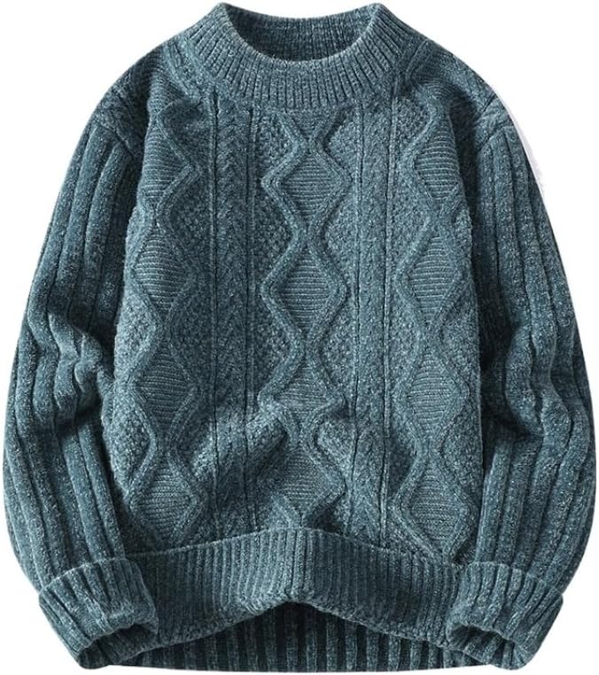 Winter Casual Round Neck Sweater Solid Color Base Knit