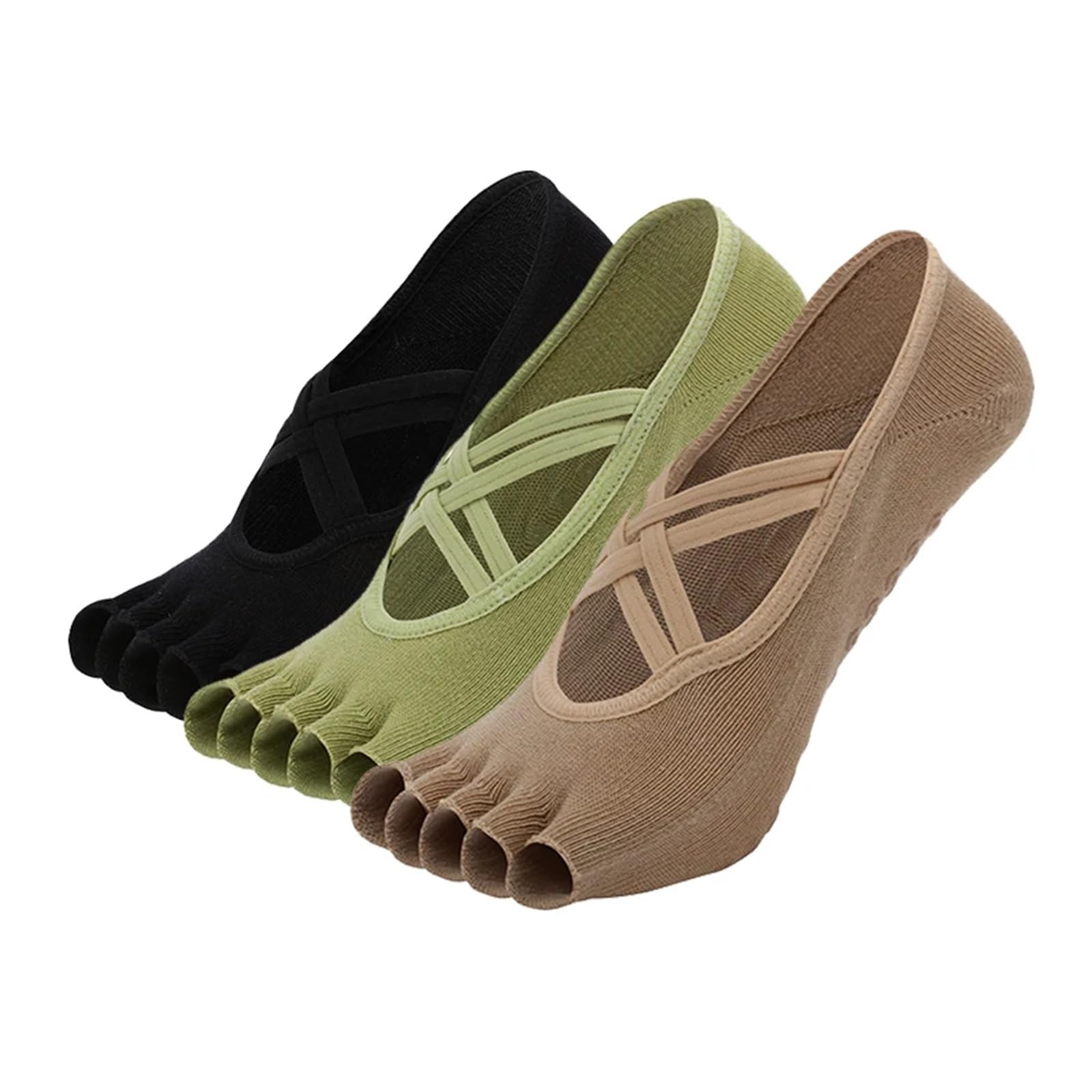 Calcetines de Yoga de Cinco Dedos for Mujer, Antideslizantes, Transpirables, Pilates, Fitness, Danza, Ballet, Calcetines de algodón Antideslizantes para Yoga Pilates Gimnasio(Pink)
