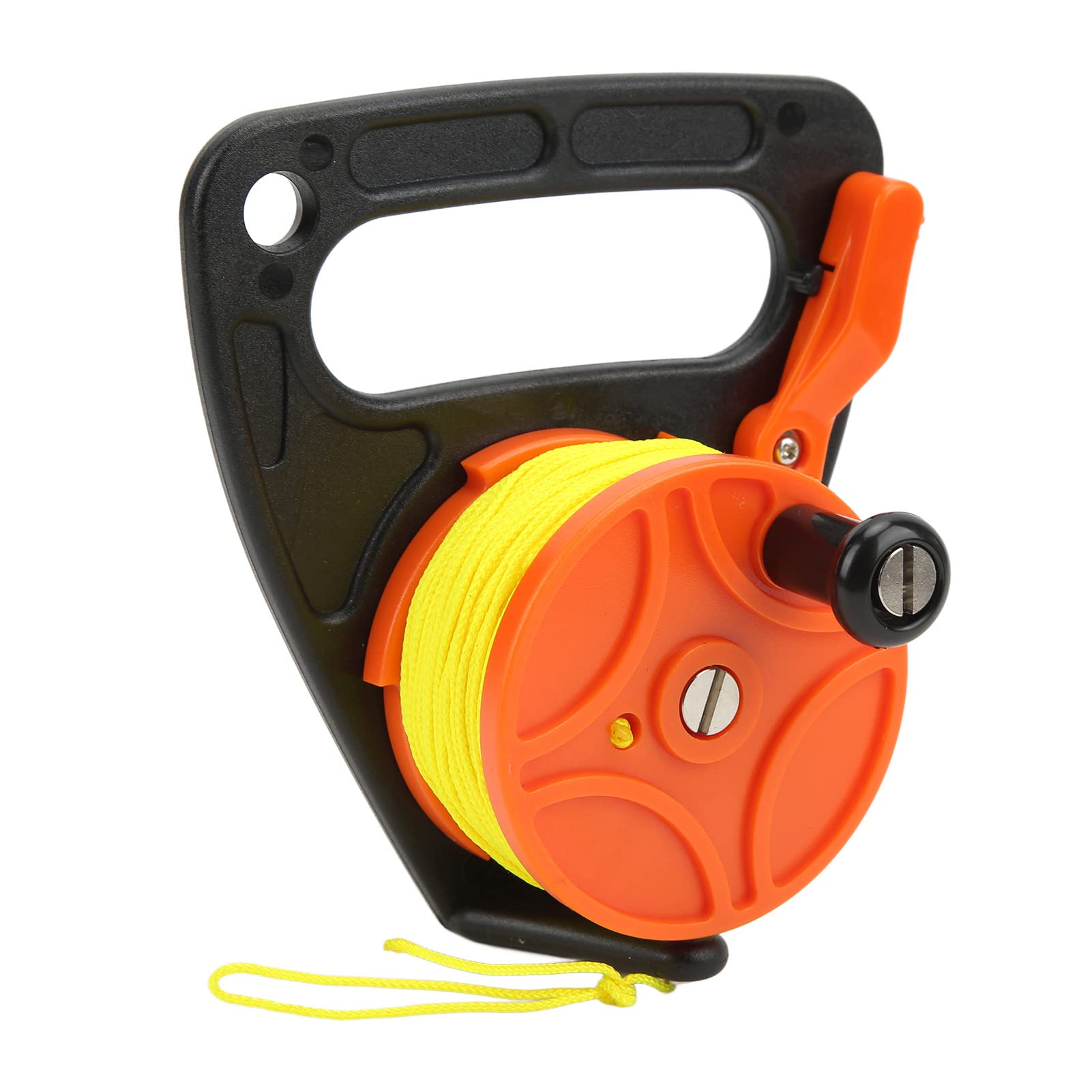 GOWENIC Diving Reel with Thumb Stopper, Portable Diving Handle Reel Diving Reel for Safety Underwater Diving Snorkeling and Recreational Diving and Spear Fishing (Orange Wheel)