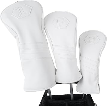 Golf Club Head Covers for Woods and Drivers, Golf Headcovers Set All White