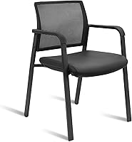 Vista 40 de CLATINA Sillas de oficina apilables para recepción de invitados con brazo, silla de sala de espera con respaldo de malla con asiento de tela
