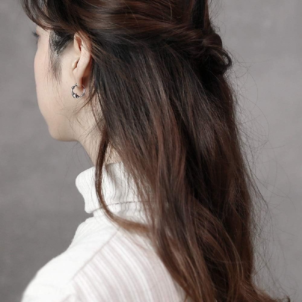 Bali Ball Bead Vintage s925 Steling Silver Endless Round Small Hoop Earrings for Women Men Fashion Huggie Hoops Hypoallergenic Pierced Jewelry Gifts 15mm