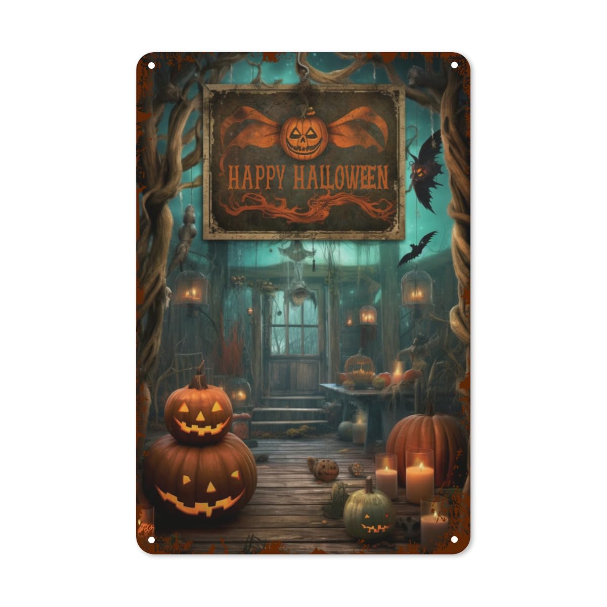 SMAZDFXX Vintage Halloween Tin Sign - Pumpkin Party - Retro Wall Decor for Home, Bar, Cafe, Office - 8x12 Inch Metal Plaque