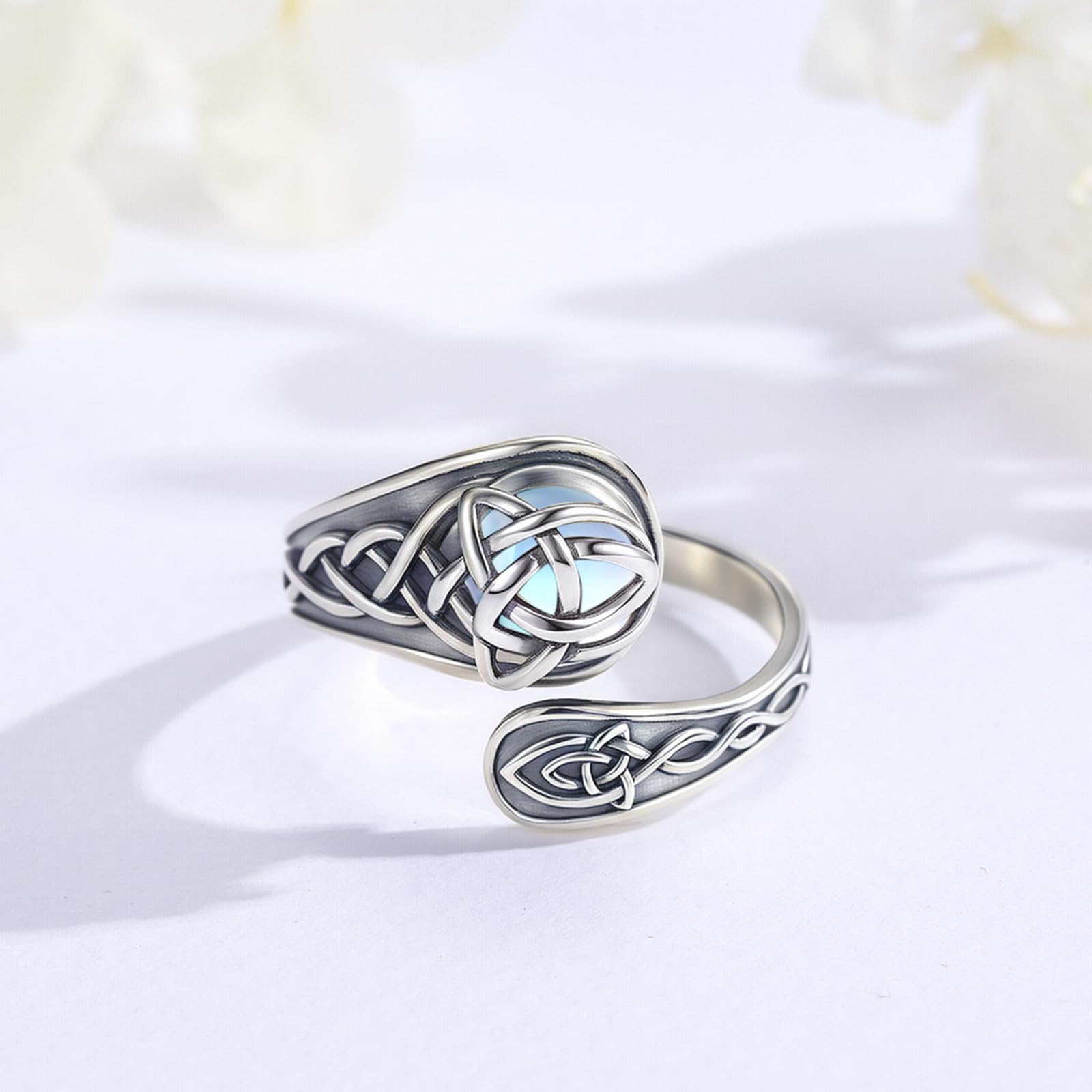 Löffelring 925 Sterling Silber Verstellbar für Damen mit Verschiedenen Motiven - Keltisch, Tier, Natur, Blume, Gotisch Schmuck Geschenk