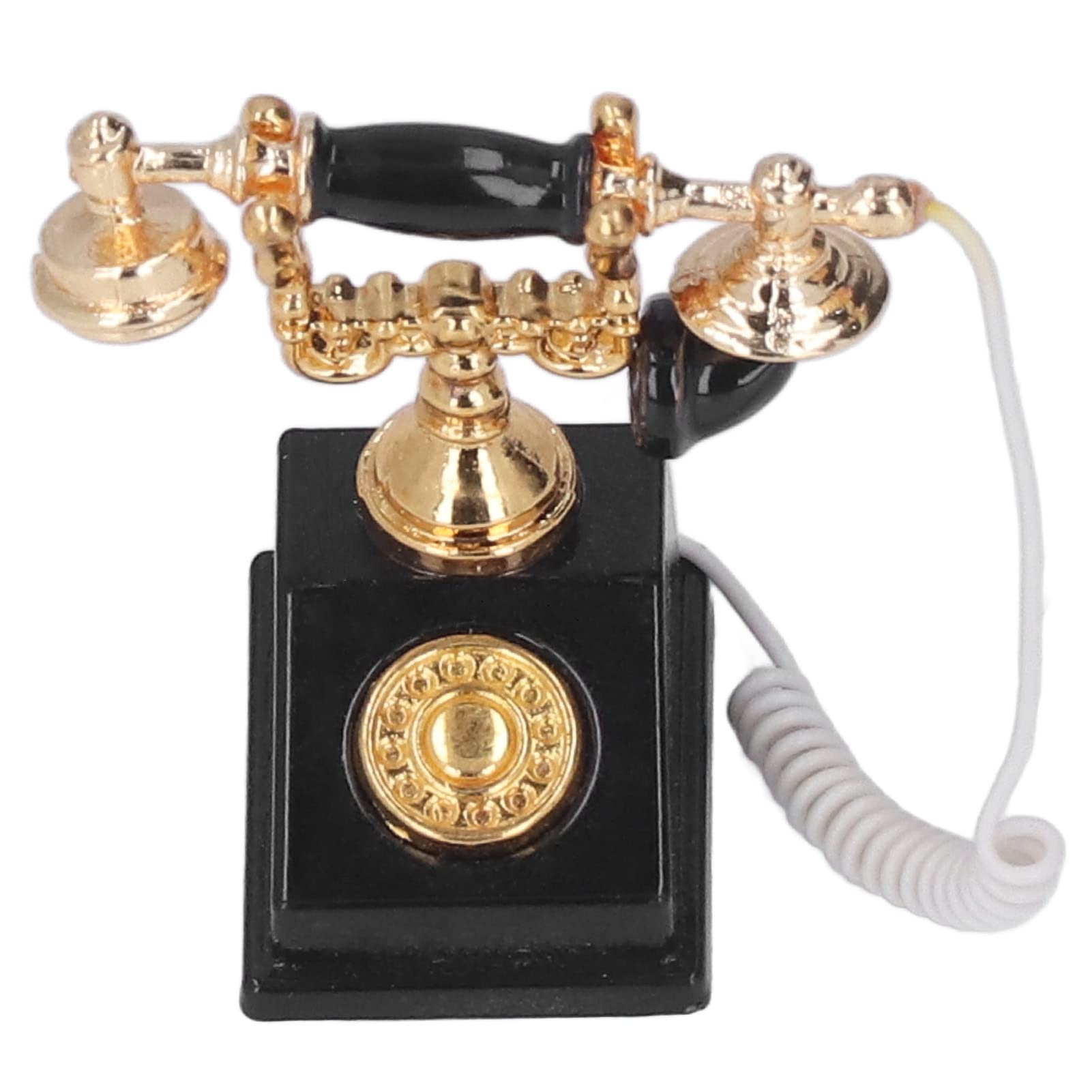 1/12 Miniature Victorian Telephone Dollhouse Decoration Accessories, Model Accessory for Dollhouse Mini Music Room (Black)