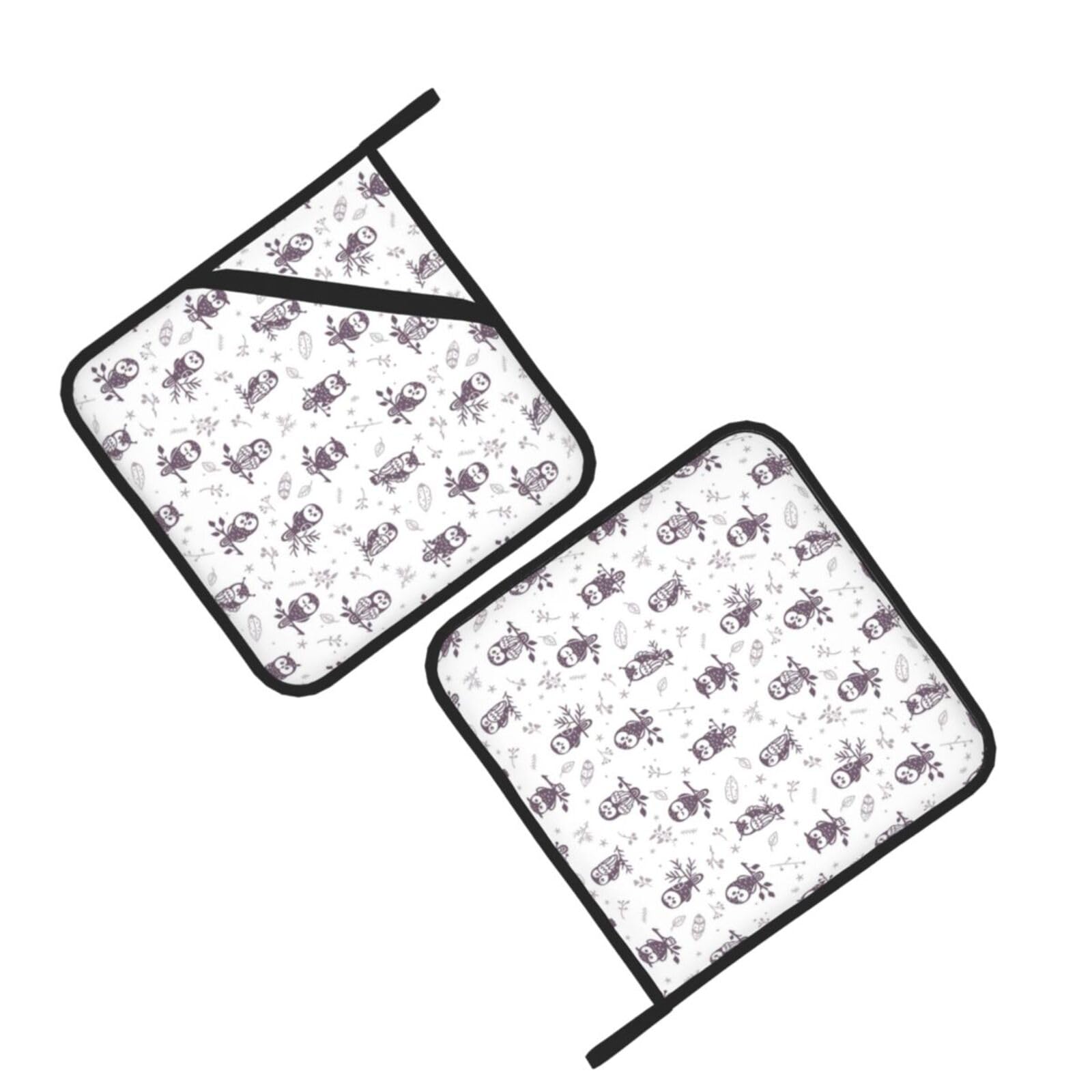 Owl Tree Branches Printed Oven Pot Holders Set of 2 Pcs Heat Resistant Kitchen Microwave Potholders for Cooking Baking Grilling
