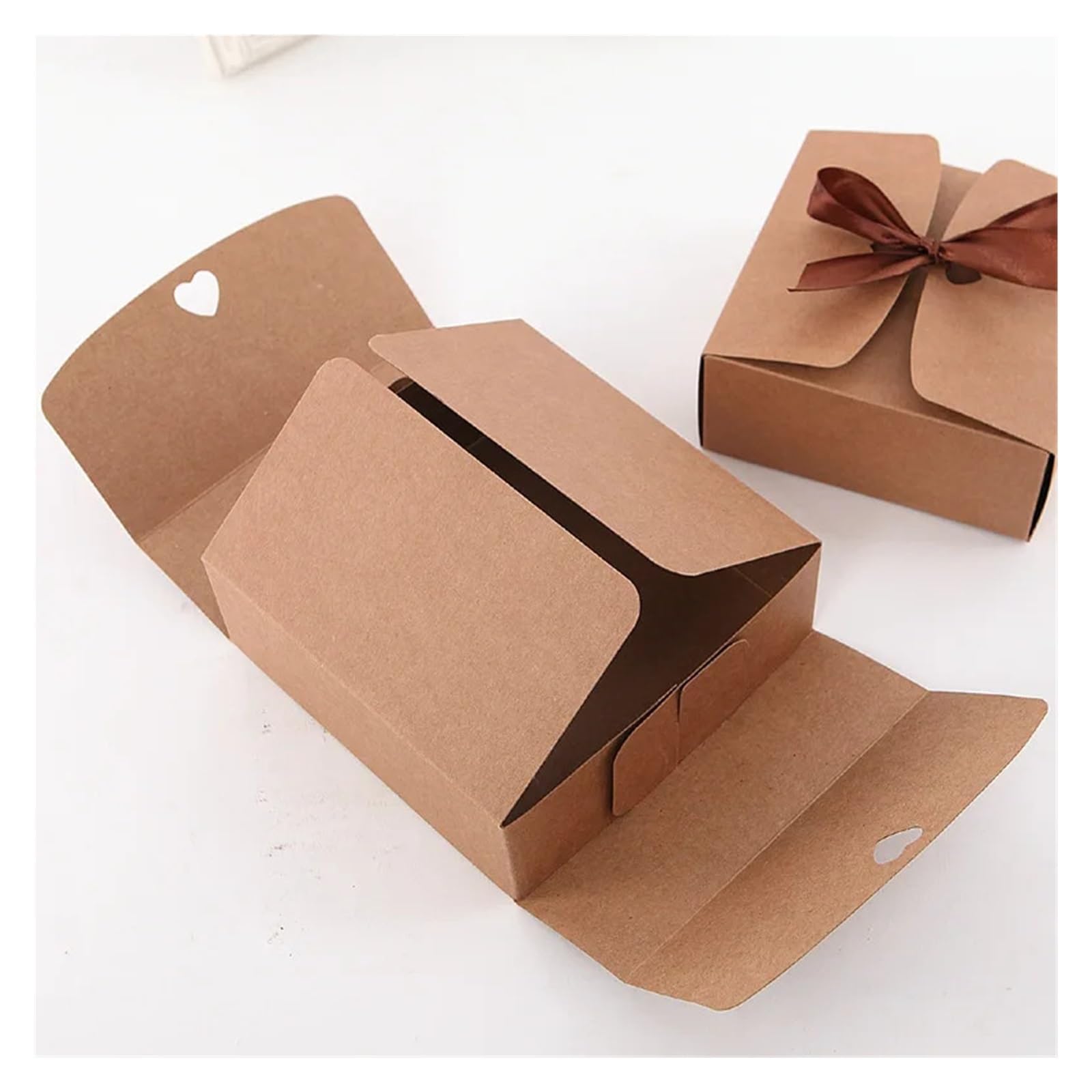 Cajas De Recuerdos De Boda 10 cajas de papel plegables for regalos de boda, de una sola pieza, for sorpresa de San Valentín.(Brown,20.8x14x5cm)